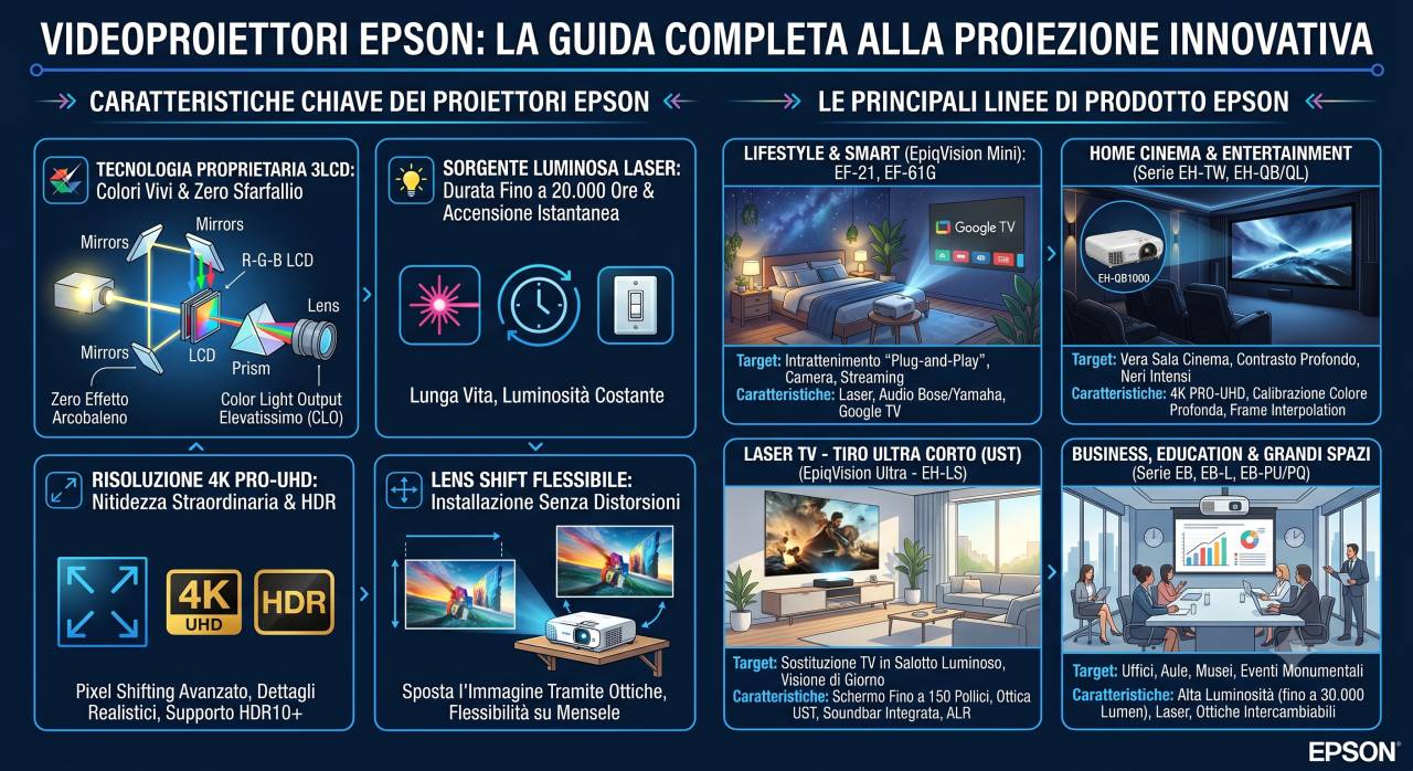 Infografica principali modelli videoproiettori Epson