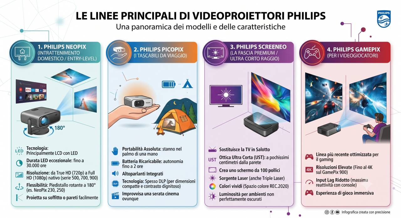 Infografica principali modelli videoproiettori Philips