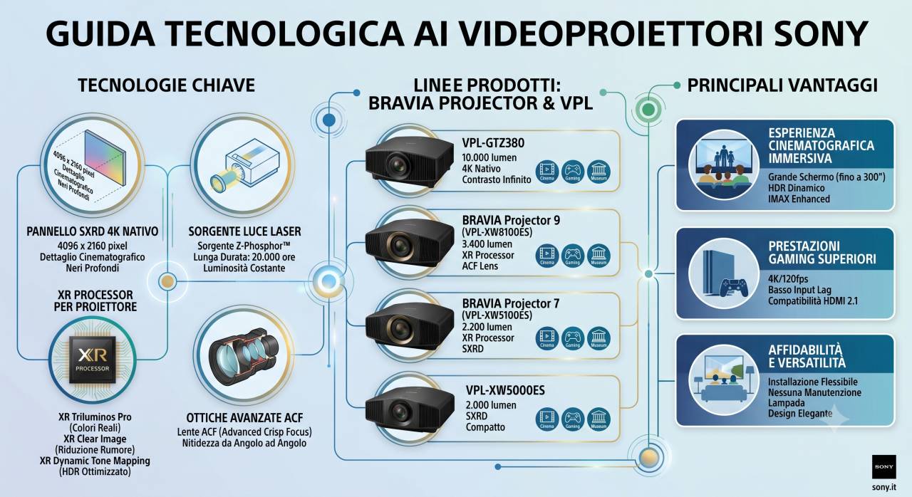 Infografica principali modelli videoproiettori Sony