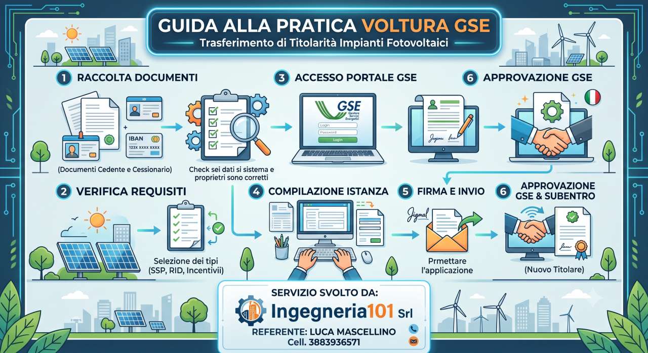 Pratica Voltura GSE | Ingegneria101 S.r.l. - referente Luca Mascellino 388 3936571