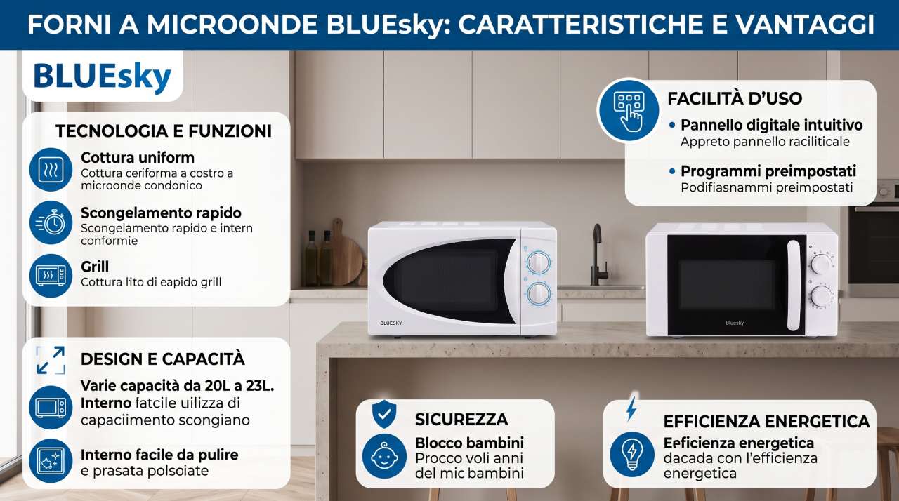 Schede tecniche e manuali uso forni a microonde BLUEsky