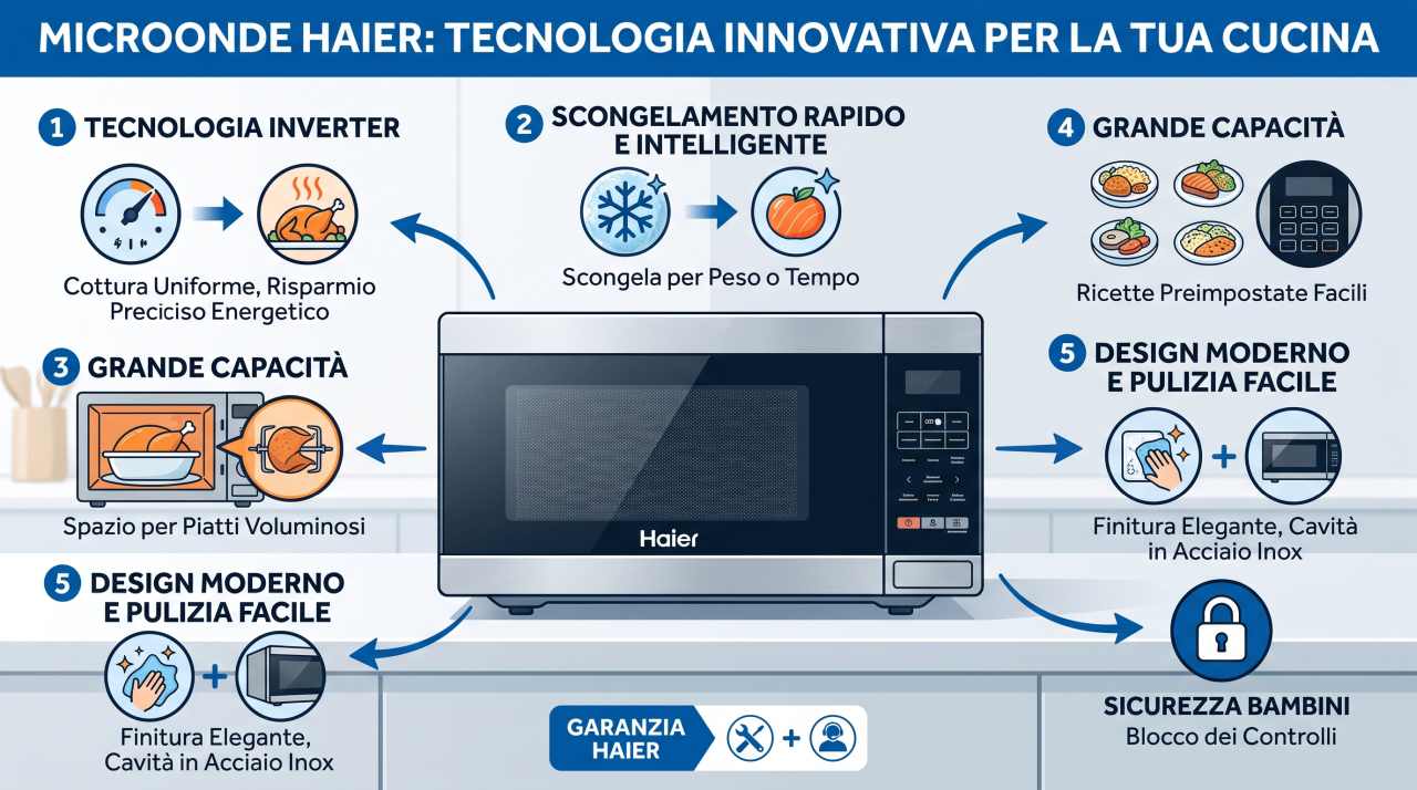 Schede tecniche e manuali uso forni a microonde Haier