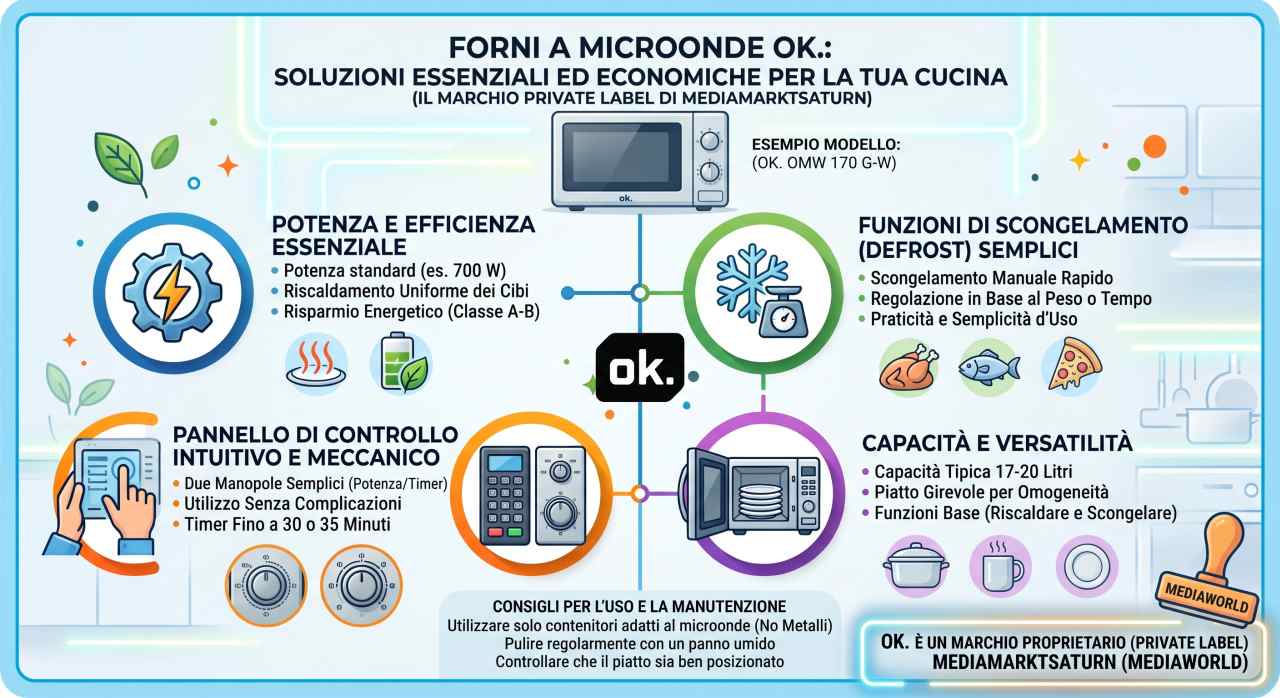 Schede tecniche e manuali uso forni a microonde Ok.