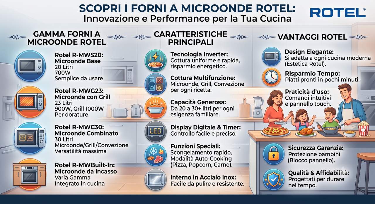 Schede tecniche e manuali uso forni a microonde Rotel