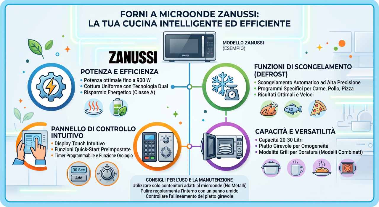 Schede tecniche e manuali uso forni a microonde Zanussi