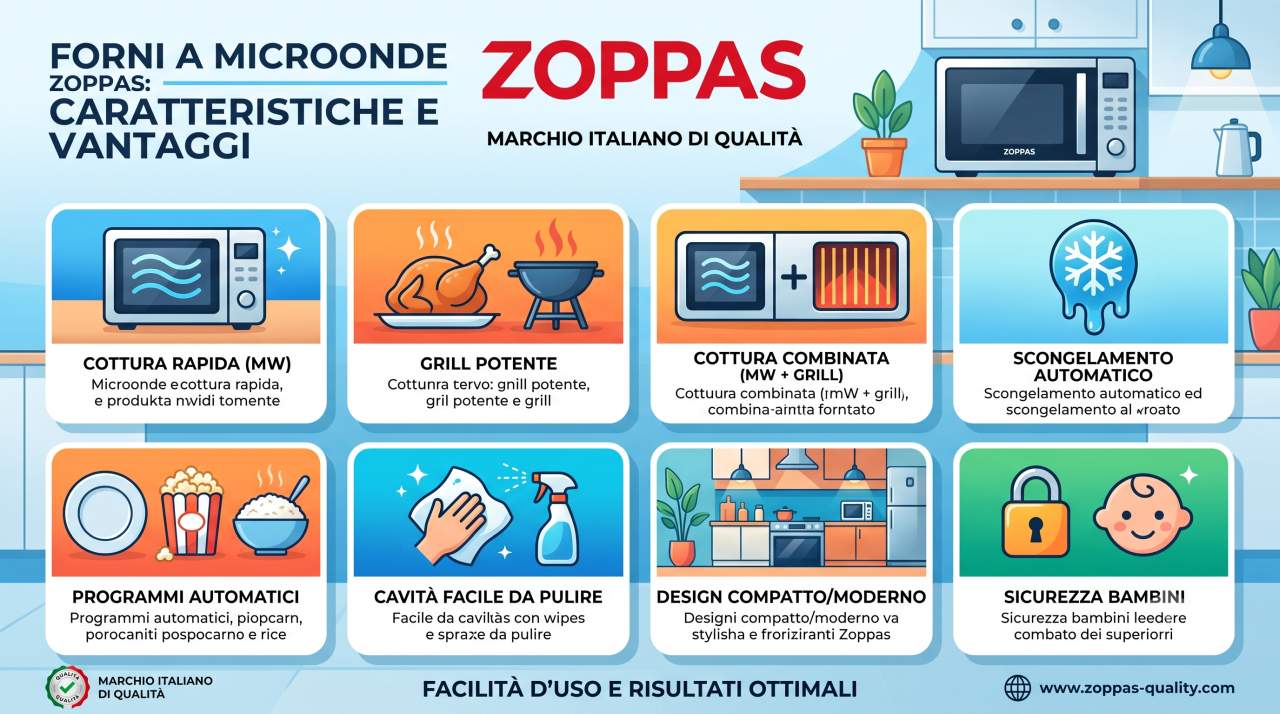 Schede tecniche e manuali uso forni a microonde Zoppas