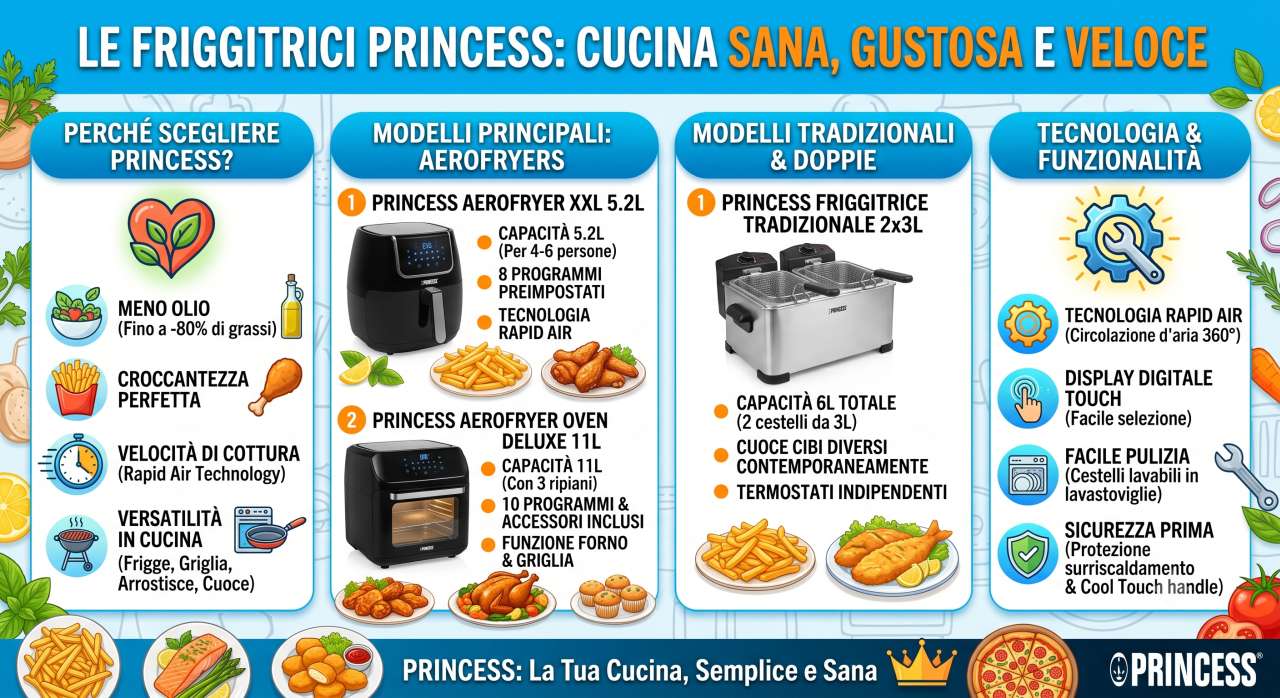 Schede tecniche e manuali uso friggitrici Princess