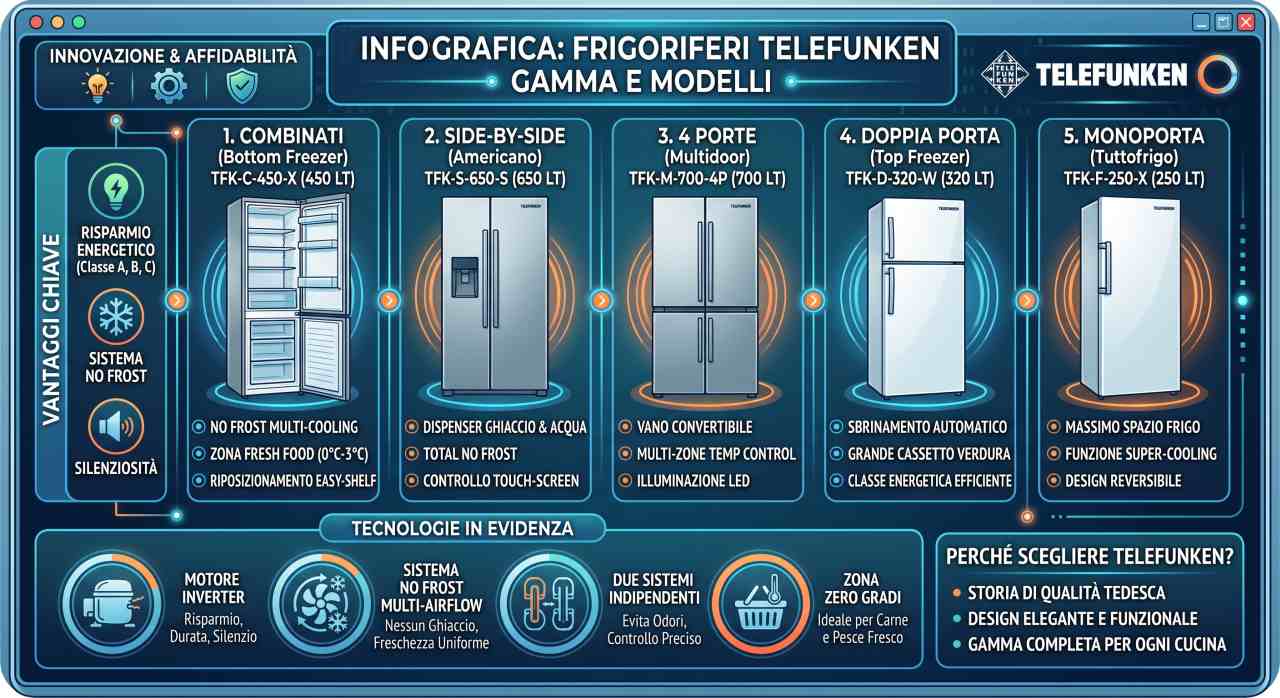 Schede tecniche e manuali uso frigoriferi Telefunken