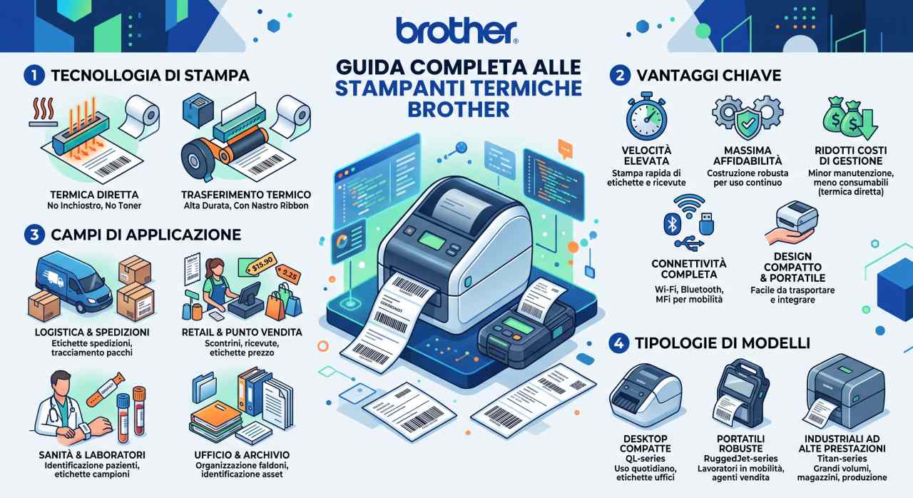 Schede tecniche e manuali uso stampanti termiche Brother