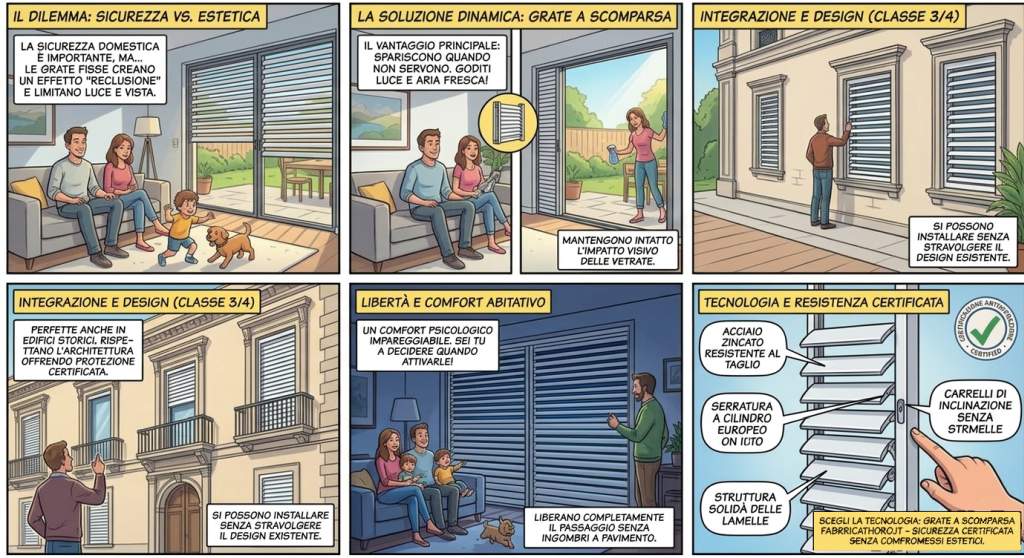 Scheda tecnica delle grate a scomparsa antintrusione | Sicurezza domestica