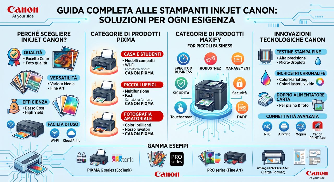 Schede tecniche e manuali uso stampanti inkjet Canon