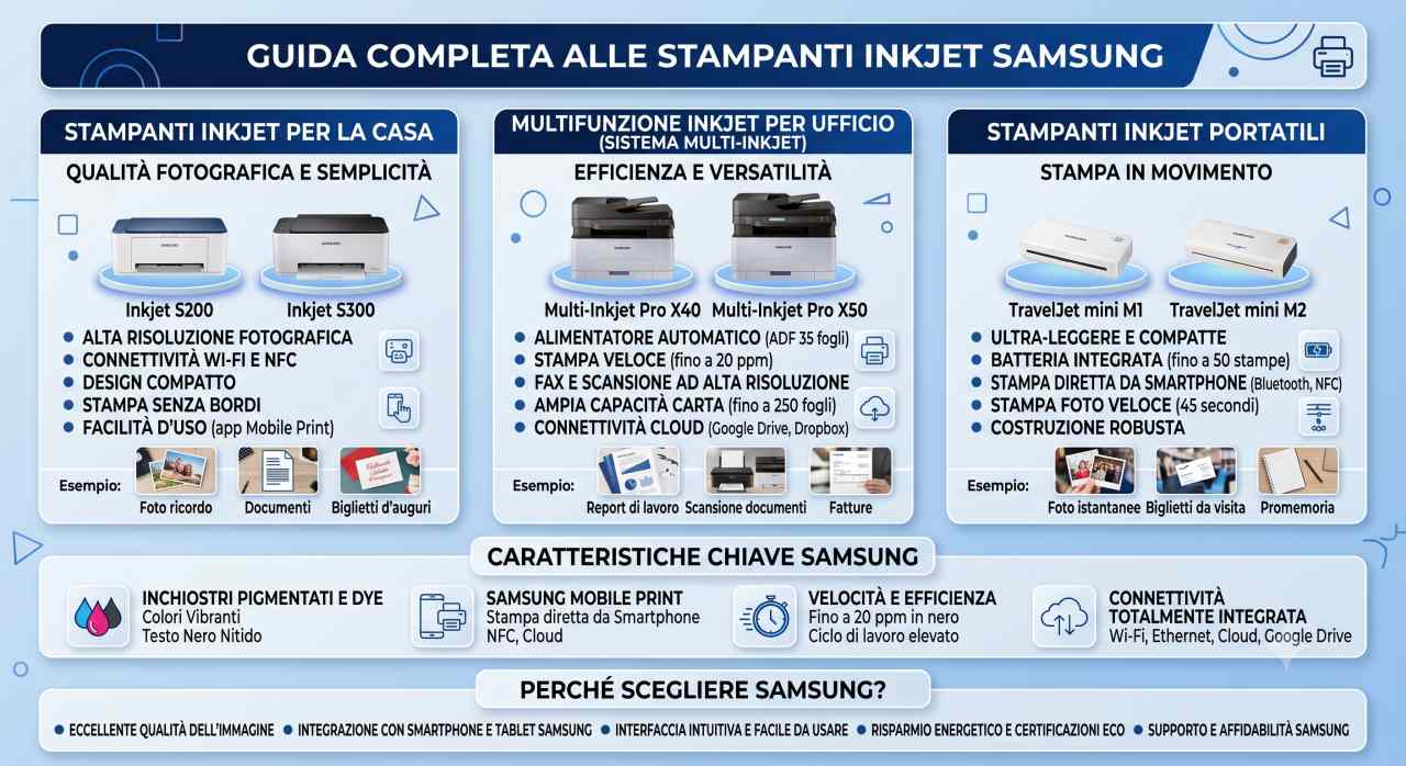 Schede tecniche e manuali uso stampanti inkjet Samsung