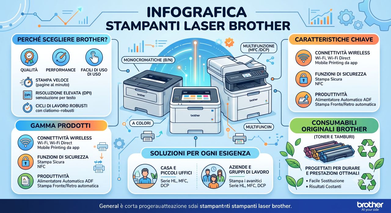 Schede tecniche e manuali uso stampanti laser Brother