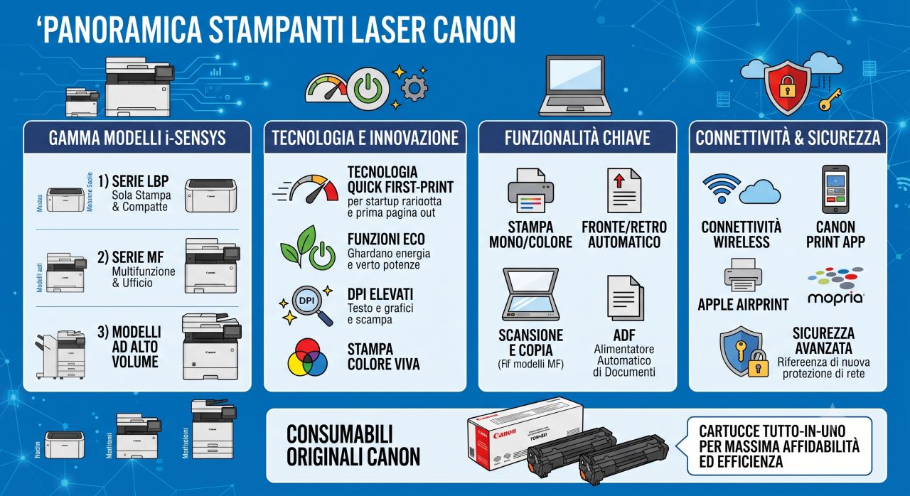 Schede tecniche e manuali uso stampanti laser Canon