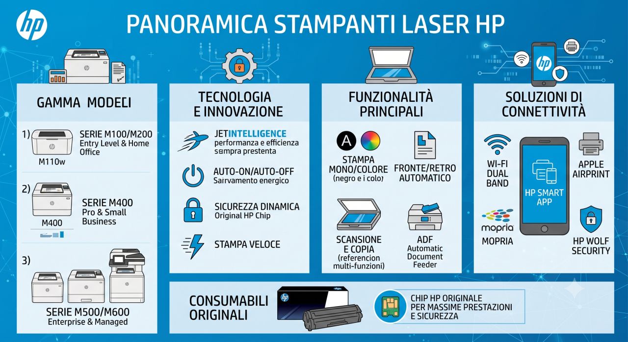 Schede tecniche e manuali uso stampanti laser HP