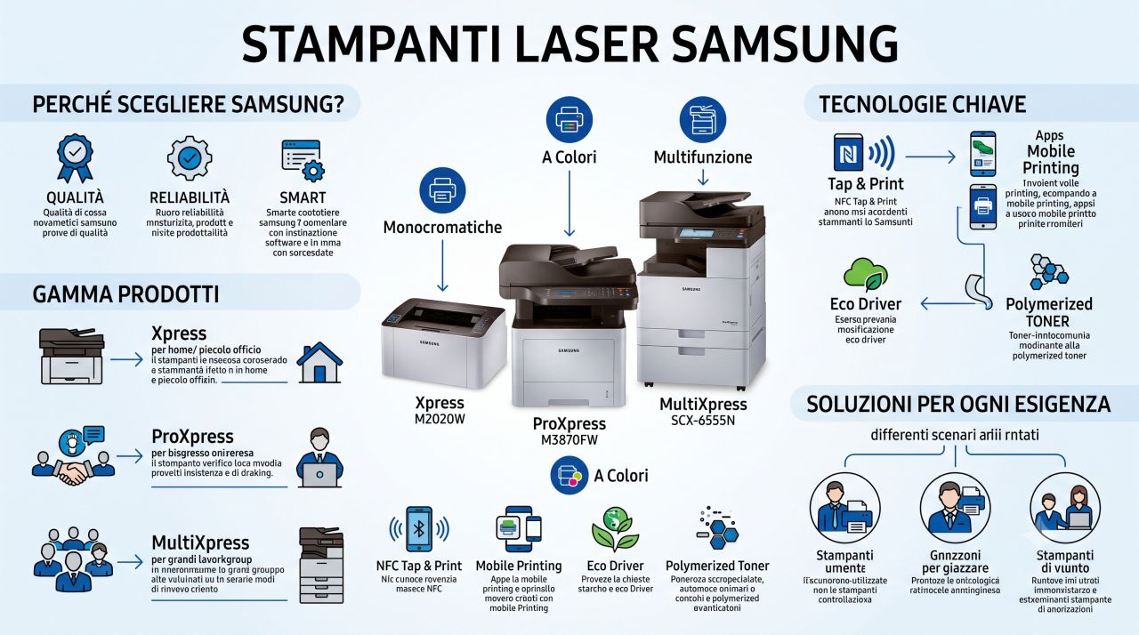 Schede tecniche e manuali uso stampanti laser Samsung