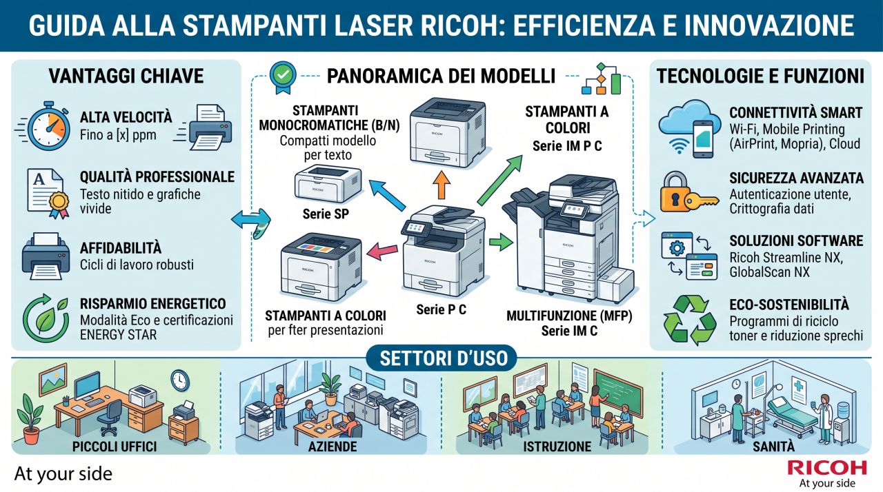 Schede tecniche e manuali uso stampanti laser Ricoh